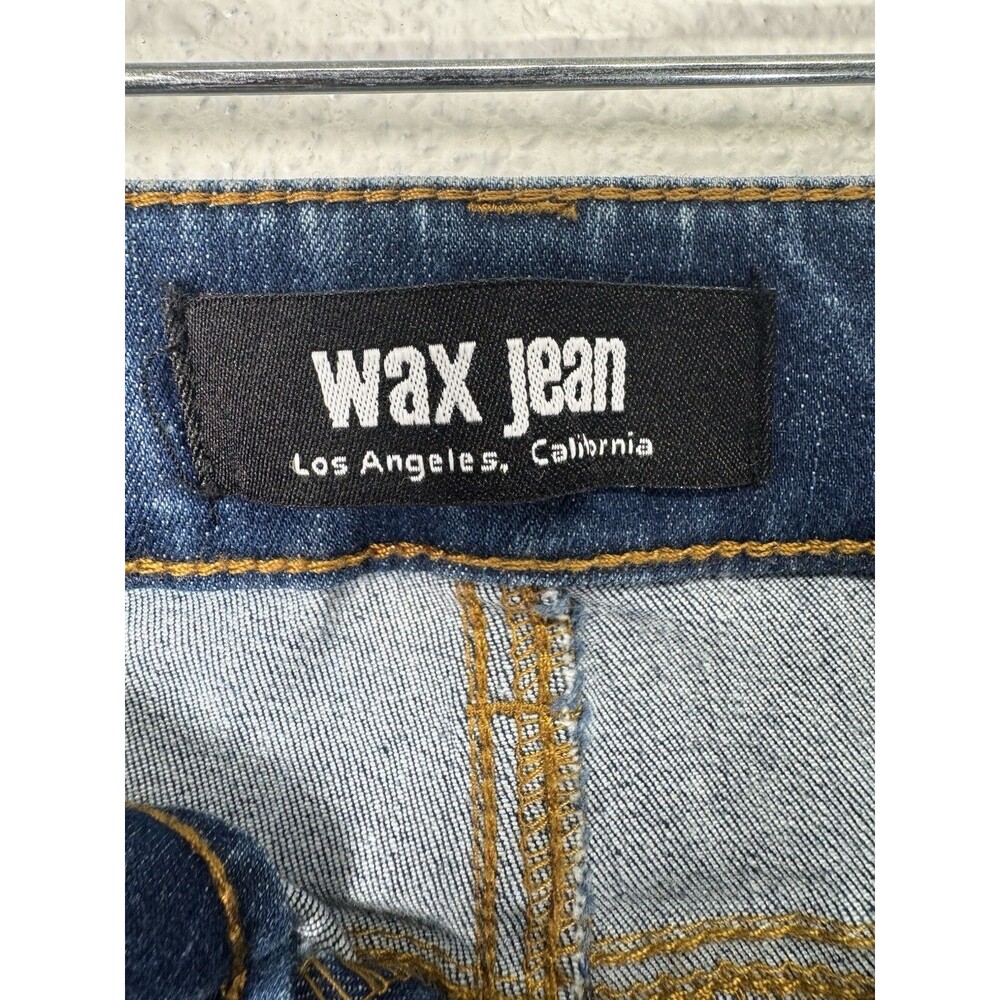 Wax Jean High Rise Denim Skinny Jeans Dark Blue Wash Ripped Distressed Sz 1/25 - Picture 15 of 16